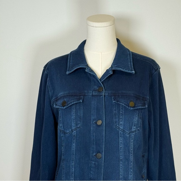 Liverpool Los Angeles Dark Americana Denim Jean Jacket Women’s Size Medium - Picture 3 of 12